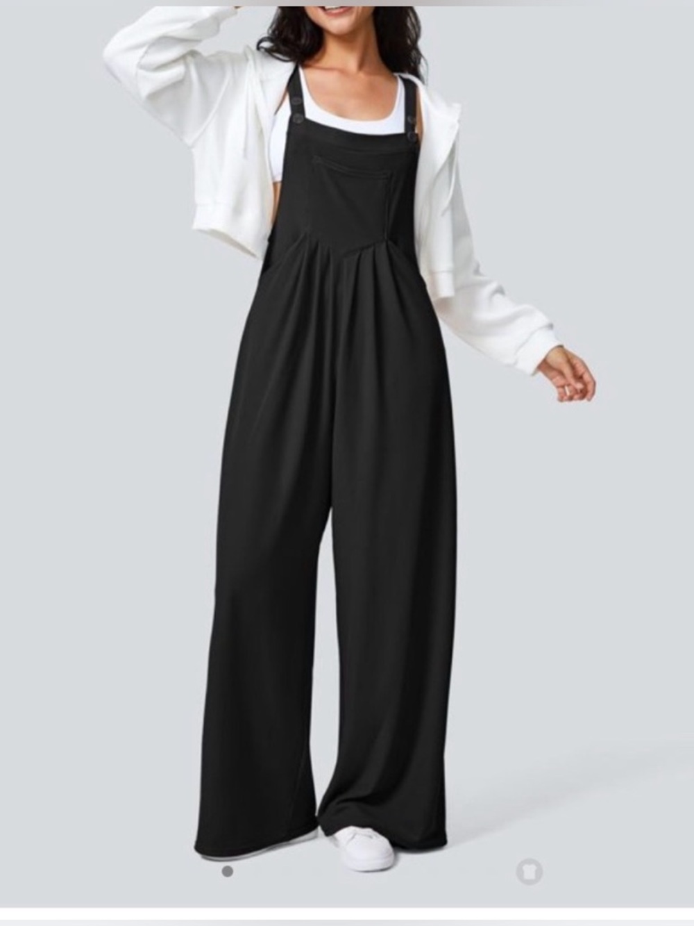 Black Linen Blend  Wide-Leg Boho Beachy Resort Flowy Overalls size M